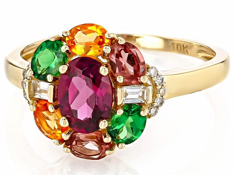 ネイタルデザイン 38-KT SOTE ver. YELLOW GREEN Multi-Color Multi Gemstone 10k Yellow Gold Ring 2.11ctw