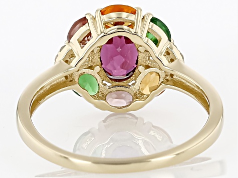 Multi-Color Multi Gemstone 10k Yellow Gold Ring 2.11ctw