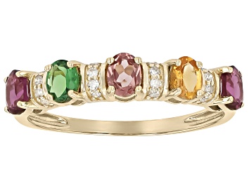 Picture of Multi Gemstone 10k Yellow Gold Ring 1.02ctw