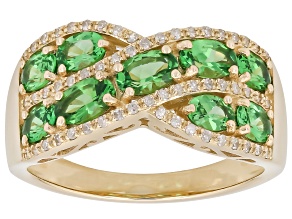 Tsavorite With White Diamond 10k Yellow Gold Ring 1.85ctw
