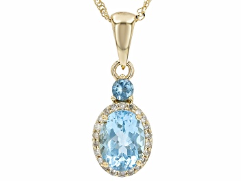 Picture of Blue Aquamarine 10k Yellow gold Pendant With Chain 1.13ctw
