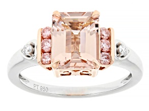 Morganite With Pink And White Lab Grown Diamonds Platinum With 14k Rose Gold Two Tone Ring 1.96ctw
