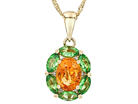 Orange Spessartite 10k Yellow Gold Pendant With Chain 2.08ctw