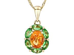 Orange Spessartite 10k Yellow Gold Pendant With Chain 2.08ctw