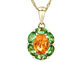 Orange Spessartite 10k Yellow Gold Pendant With Chain 2.08ctw