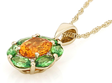Orange Spessartite 10k Yellow Gold Pendant With Chain 2.08ctw