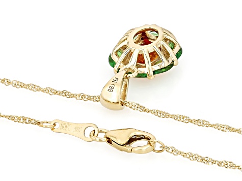 Orange Spessartite 10k Yellow Gold Pendant With Chain 2.08ctw