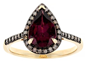 Grape Color Garnet 10k Yellow Gold Ring 1.96ctw