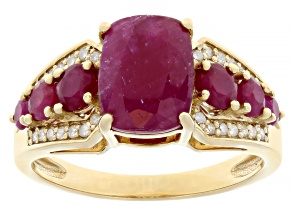 Red Mozambique Ruby 10k Yellow Gold Ring 2.78ctw