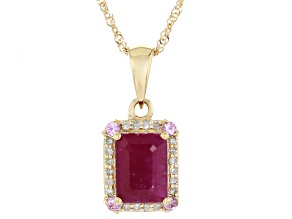 Mozambique Ruby 10k Yellow Gold Pendant With Chain 1.93ctw