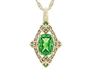 Picture of Green Tsavorite 10k Yellow Gold Pendant With Chain 0.99ctw