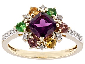 Multi Gemstone 10k Yellow Gold Ring 1.81ctw