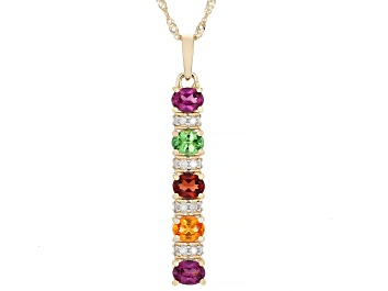 Picture of Multi-Gem 10k Yellow Gold Pendant With Chain 1.06ctw