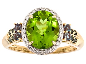 Green Peridot 10k Yellow Gold Ring 2.67ctw