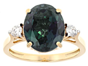 Lab Created Alexandrite 10k Yellow Gold Ring 4.78ctw