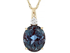 Lab Created Alexandrite 10k Yellow Gold Pendant With Chain 4.68ctw