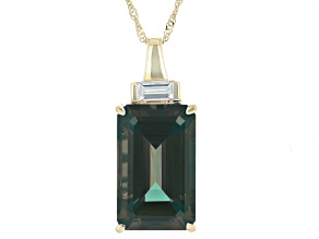 Lab Created Alexandrite 10k Yellow Gold Pendant With Chain 8.92ctw