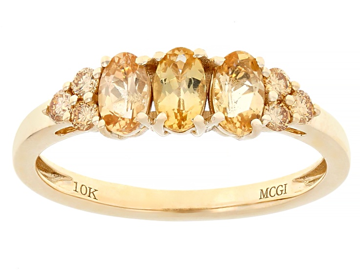 Imperial Topaz With Orange Prazana Lab Grown Diamond 10k Yellow