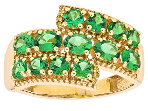 Tsavorite With Yellow Diamond 10k Yellow Gold Ring 1.51ctw