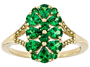 Green Tsavorite With Yellow Diamond 10k Yellow Gold Ring 1.13ctw