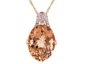 Peach Morganite 14k Rose Gold Pendant With Chain 14.81ctw