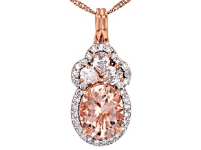 Peach Morganite 10k Rose Gold Pendant With Chain 2.80ctw