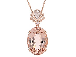 Peach Morganite 14K Rose Gold Pendant With Chain 11.87ctw