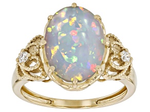 White Ethiopian Opal 10k Yellow Gold Ring 3.37ctw