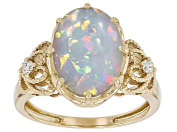 Picture of White Ethiopian Opal 10k Yellow Gold Ring 3.37ctw