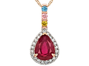 Mahaleo® Ruby Multicolor Prazana® Lab Diamonds 10k Rose Gold Pendant With Chain 2.44ctw