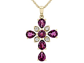 Grape Color Garnet 10k Yellow Gold Pendant With Chain 1.86ctw