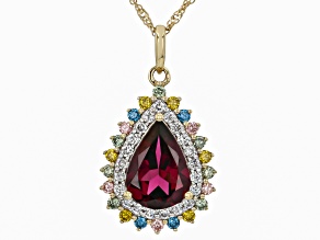 Grape Color Garnet 10k Yellow Gold Pendant With Chain 1.93ctw