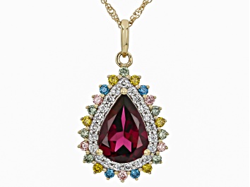 Picture of Grape Color Garnet 10k Yellow Gold Pendant With Chain 1.93ctw