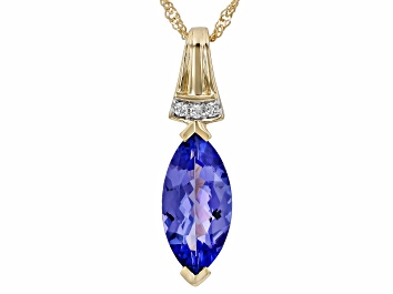 Picture of Blue Tanzanite 10K Yellow Gold Pendant With Chain 1.46ctw