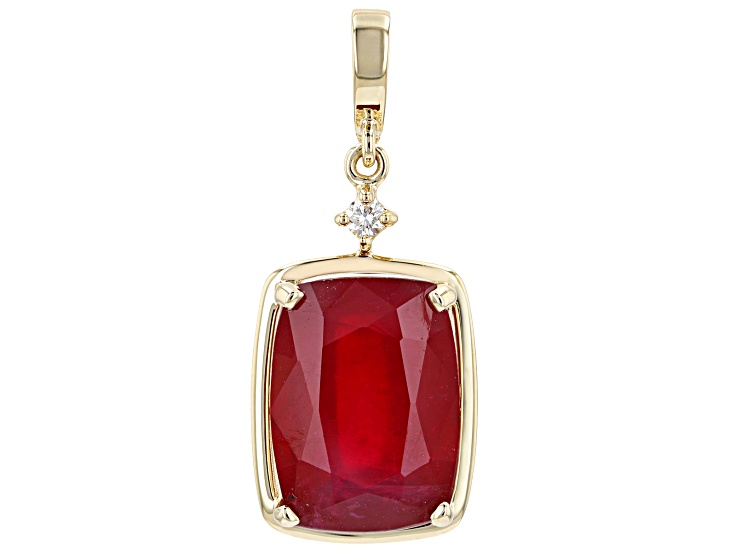Red Mahaleo(R) Ruby 10k Yellow Gold Pendant With Enhancer 13.98ctw