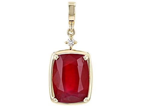 Red Mahaleo(R) Ruby 10k Yellow Gold Pendant With Enhancer 13.98ctw
