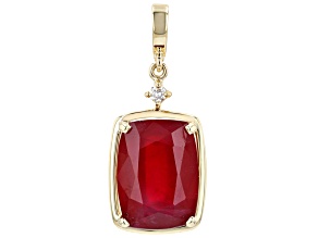 Red Mahaleo(R) Ruby 10k Yellow Gold Pendant With Enhancer 13.98ctw