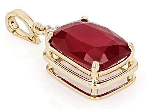Red Mahaleo(R) Ruby 10k Yellow Gold Pendant With Enhancer 13.98ctw