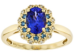 Blue Tanzanite 10k Yellow Gold Ring 1.27ctw