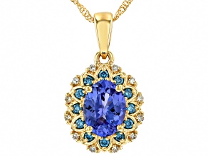 Blue Tanzanite 10k Yellow Gold Pendant With Chain 1.22ctw