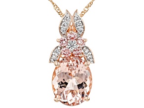 Peach Morganite 10k Rose Gold Pendant With Chain 2.39ctw