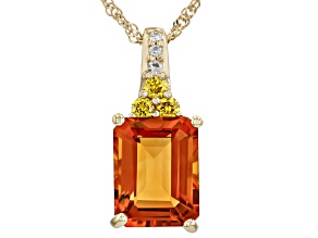 Orange Madeira Citrine 10K Yellow Gold Pendant with Chain 2.12ctw