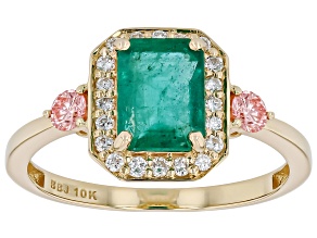 Green Zambian Emerald 10k Yellow Gold Ring 1.30ctw