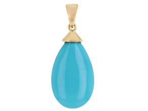 Blue Sleeping Beauty Turquoise 14k Yellow Gold Pendant