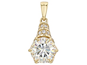 White Strontium Titanate 10k Yellow Gold Pendant 4.77ctw