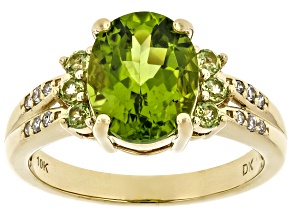Green Peridot 10k Yellow Gold Ring 2.81ctw