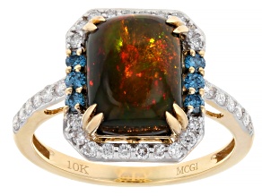 Black Ethiopian Opal 10k Yellow Gold Ring 2.12ctw