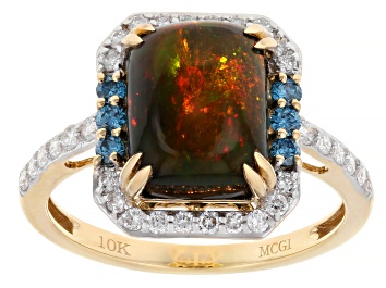 Picture of Black Ethiopian Opal 10k Yellow Gold Ring 2.12ctw