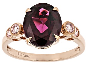 Grape Color Garnet 10K Rose Gold Ring 3.61ctw