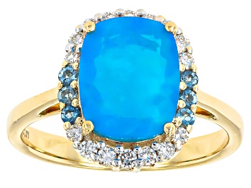 Picture of Blue Ethiopian Opal 10k Yellow Gold Ring 2.04ctw